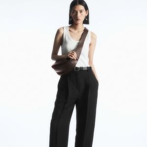 COS Wide Leg Pleated Linen-Blend Pants